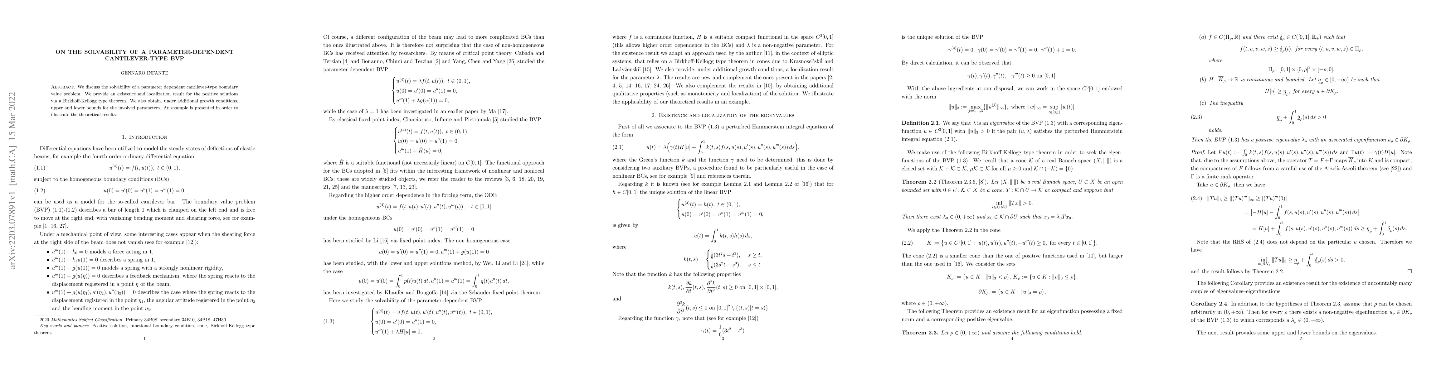 Thumbnail for On the solvability of a parameter-dependent cantilever-type BVP