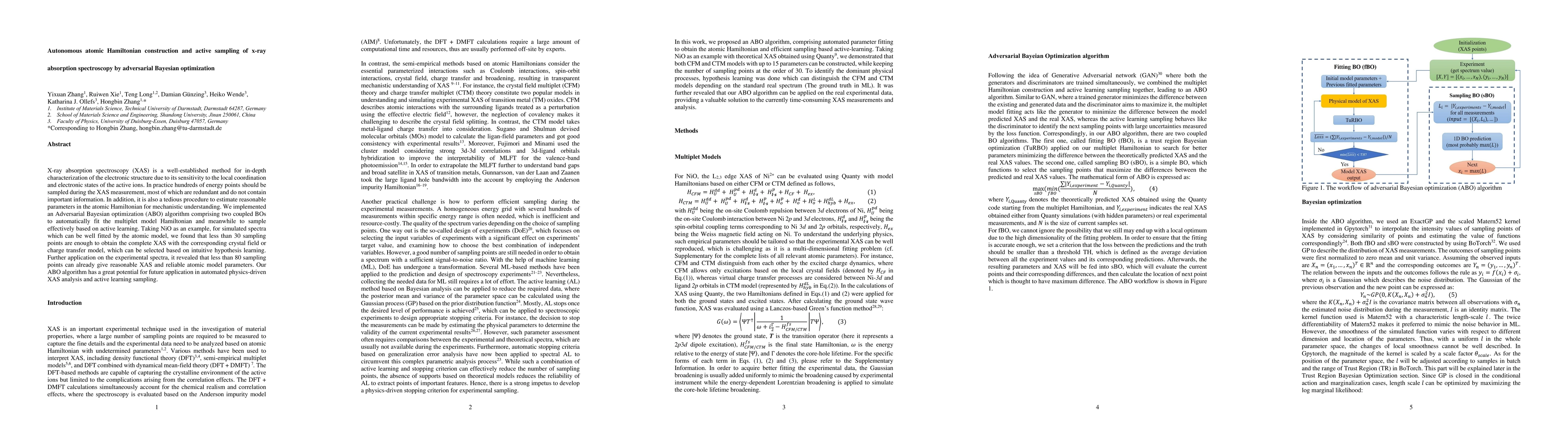 Thumbnail for Autonomous atomic Hamiltonian construction and active sampling of x-ray
  absorption spectroscopy by adversarial Bayesian optimization