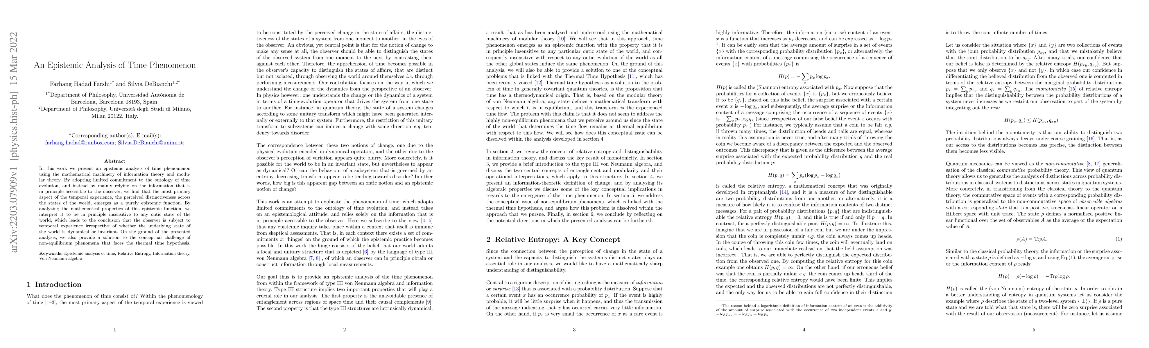 Thumbnail for An Epistemic Analysis of Time Phenomenon