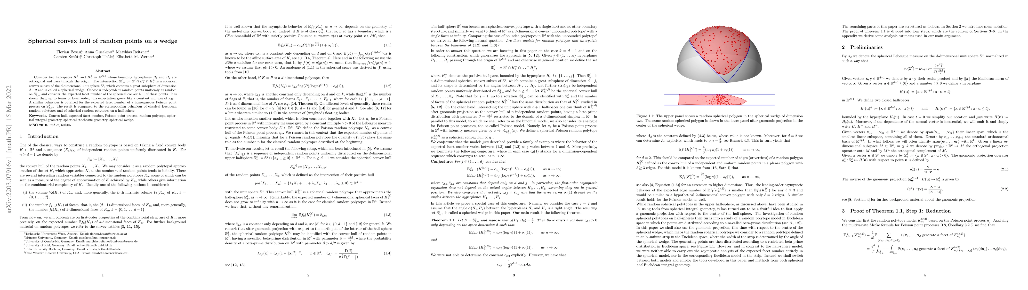 Thumbnail for Spherical convex hull of random points on a wedge