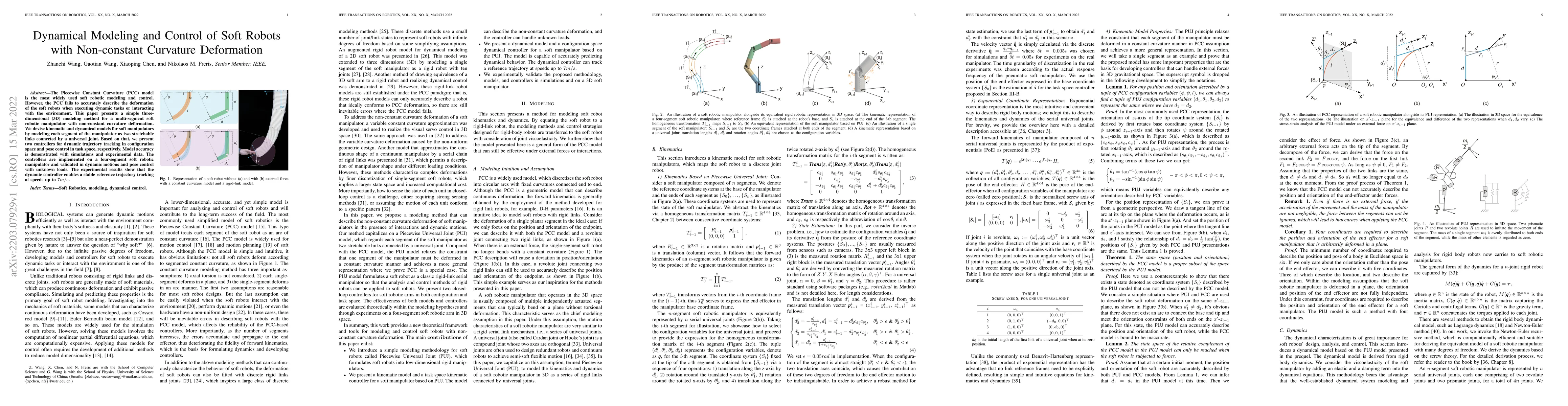 Thumbnail for Dynamical Modeling and Control of Soft Robots with Non-constant
  Curvature Deformation