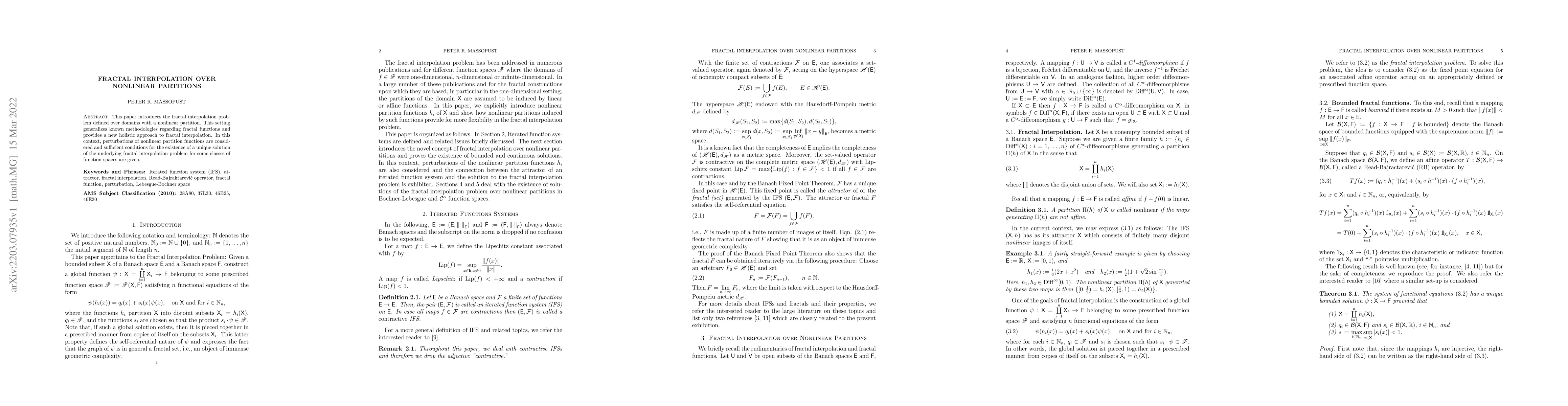 Thumbnail for Fractal Interpolation over Nonlinear Partitions