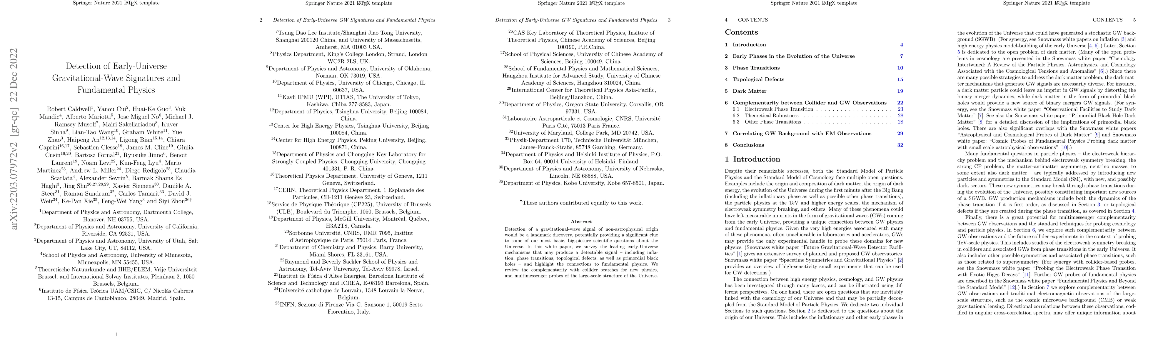 Thumbnail for Detection of Early-Universe Gravitational Wave Signatures and
  Fundamental Physics