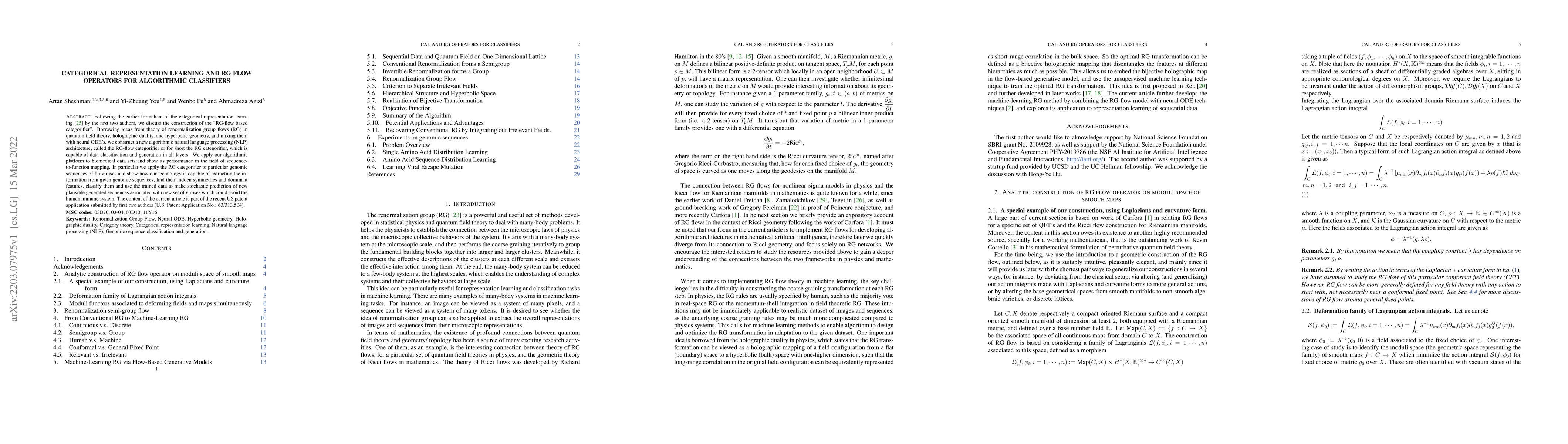 Thumbnail for Categorical Representation Learning and RG flow operators for
  algorithmic classifiers