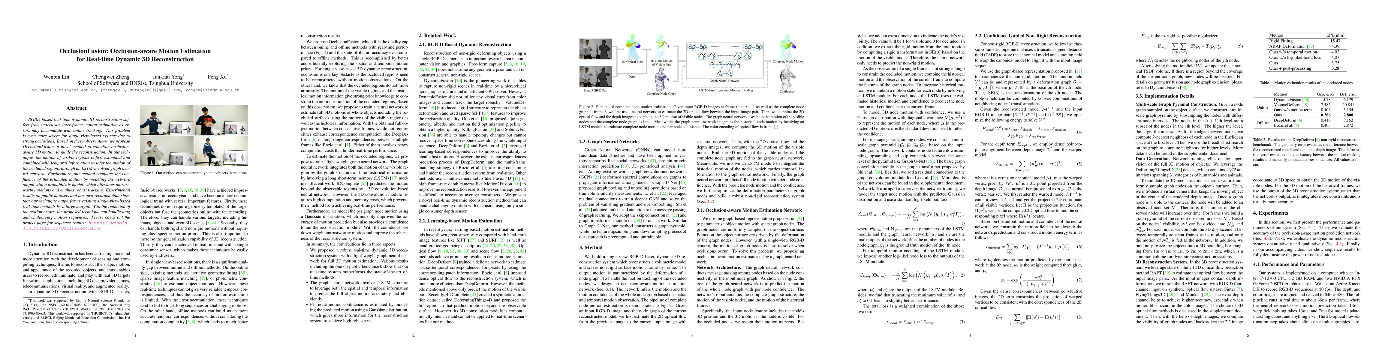 Thumbnail for OcclusionFusion: Occlusion-aware Motion Estimation for Real-time Dynamic
  3D Reconstruction