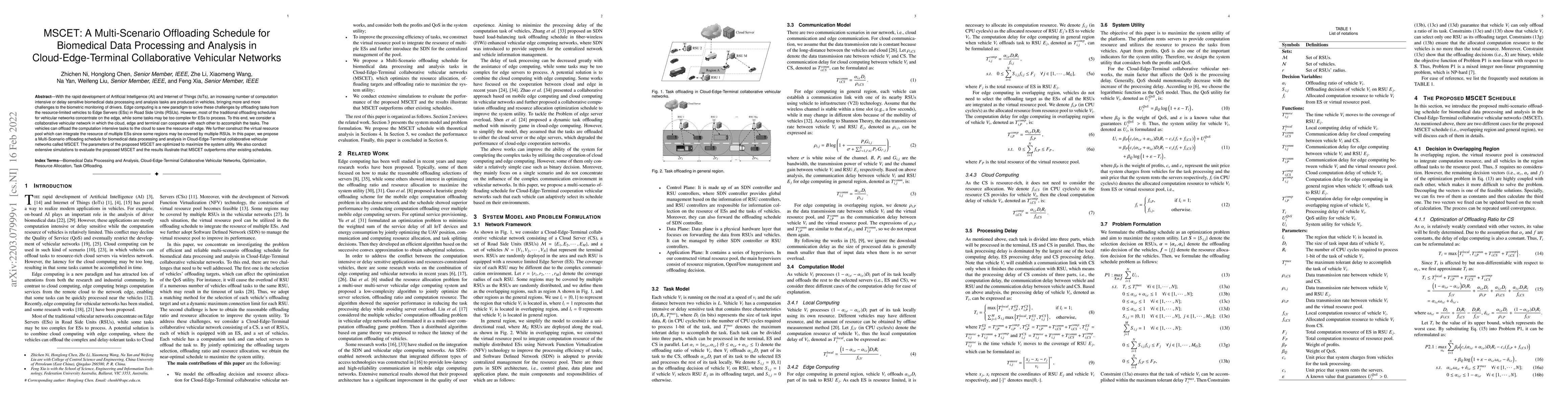 Thumbnail for MSCET: A Multi-Scenario Offloading Schedule for Biomedical Data
  Processing and Analysis in Cloud-Edge-Terminal Collaborative Vehicular
  Networks