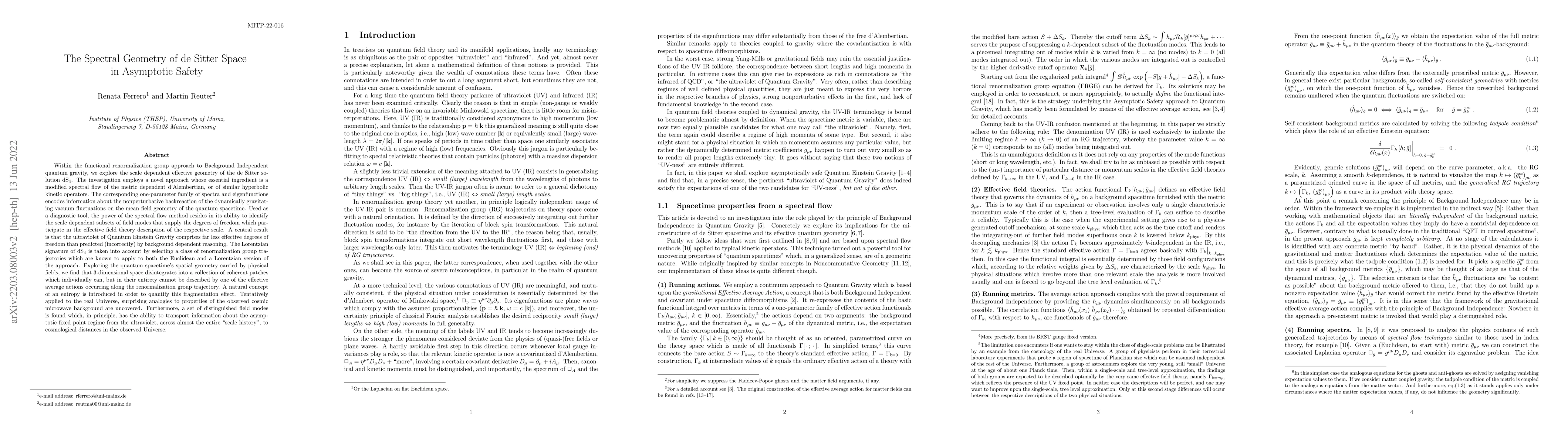 Thumbnail for The Spectral Geometry of de Sitter Space in Asymptotic Safety