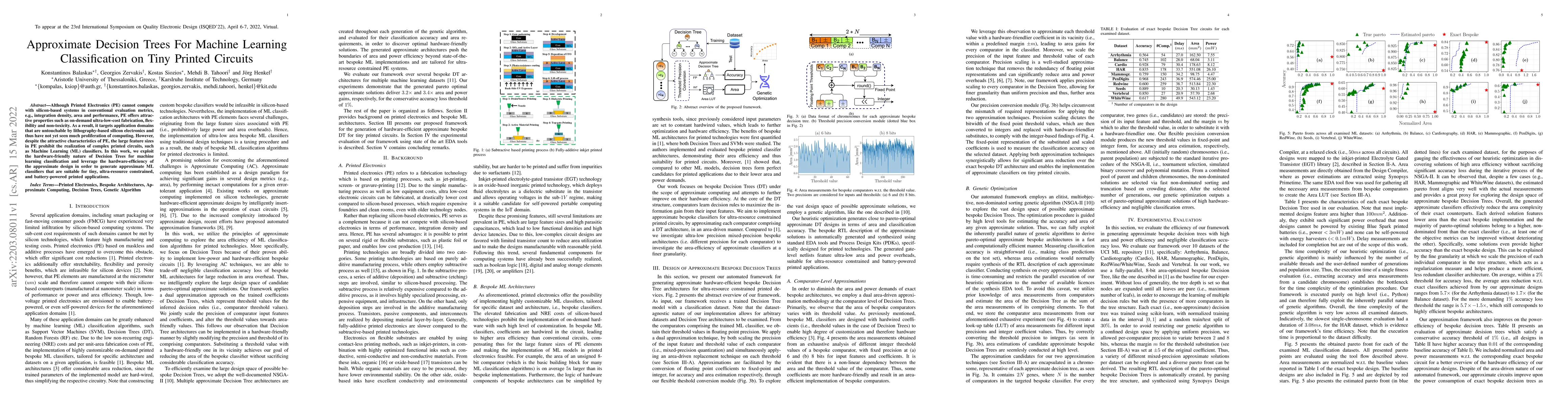 Thumbnail for Approximate Decision Trees For Machine Learning Classification on Tiny
  Printed Circuits