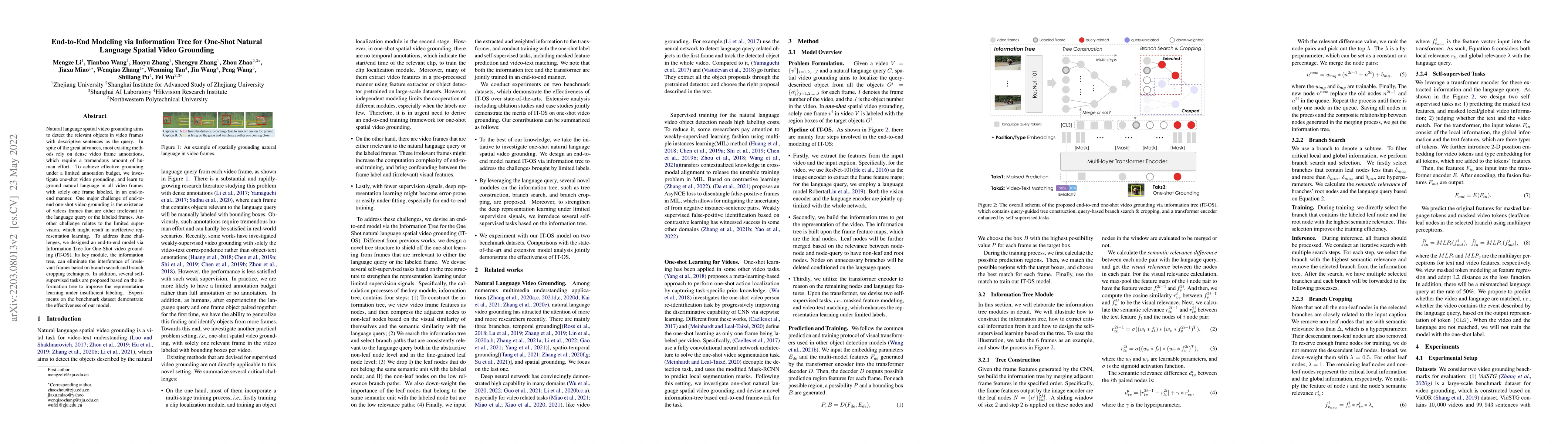 Thumbnail for End-to-End Modeling via Information Tree for One-Shot Natural Language
  Spatial Video Grounding