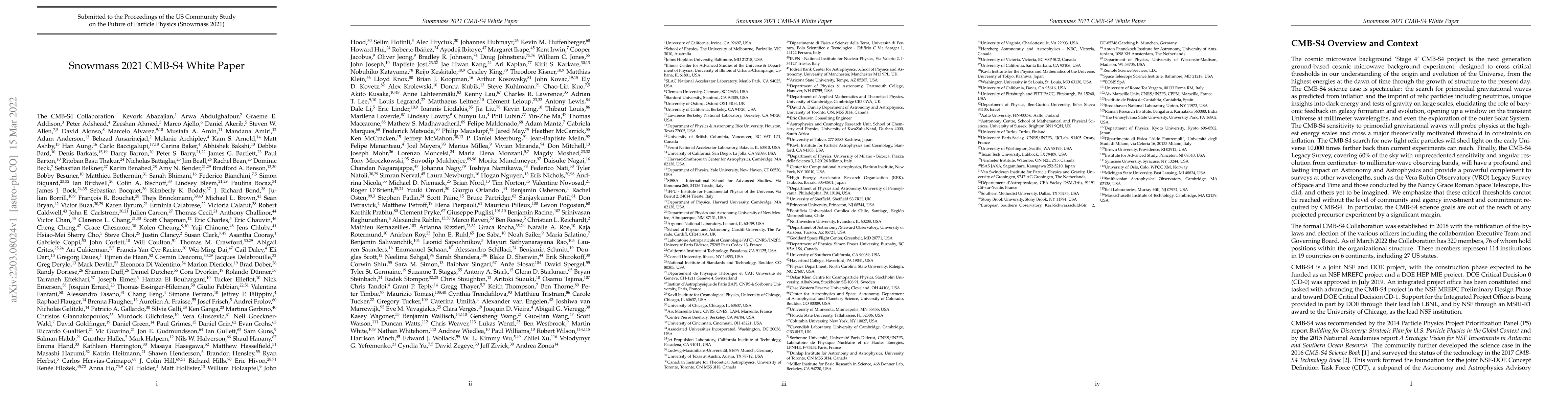 Thumbnail for Snowmass 2021 CMB-S4 White Paper