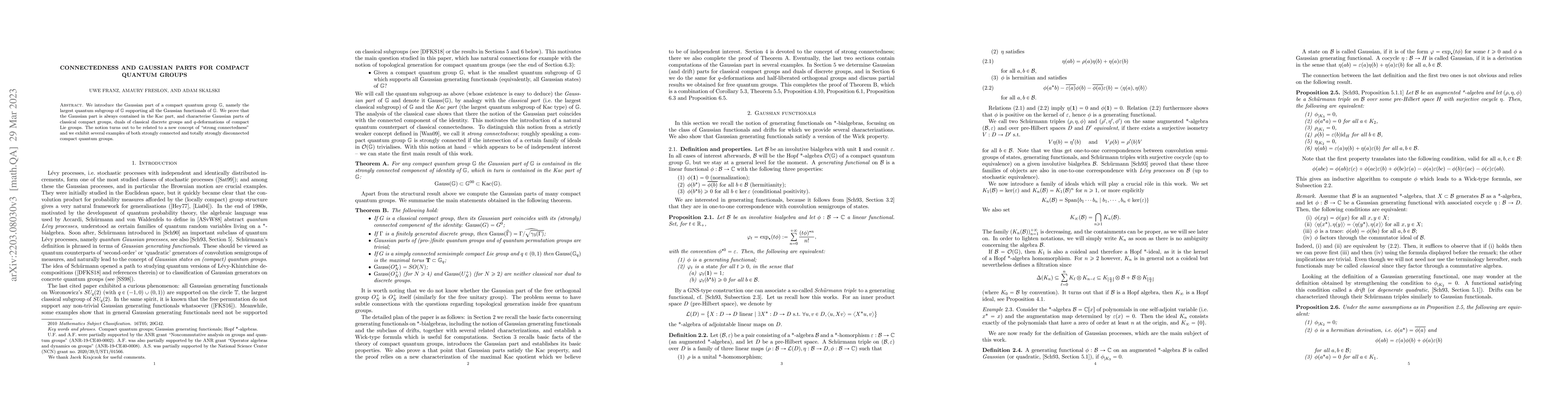 Thumbnail for Connectedness and Gaussian Parts for Compact Quantum Groups