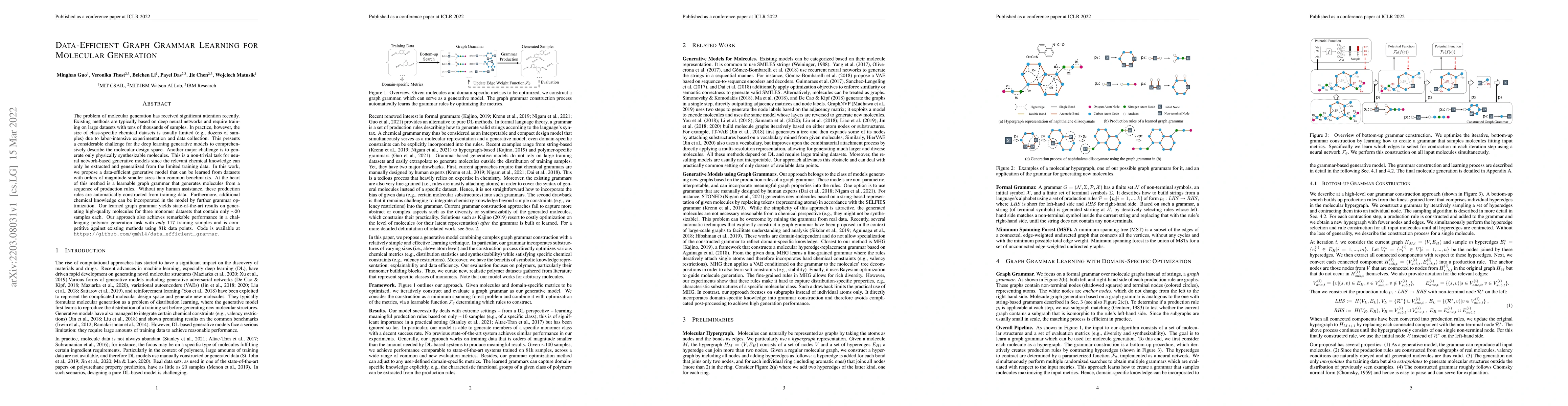 Thumbnail for Data-Efficient Graph Grammar Learning for Molecular Generation