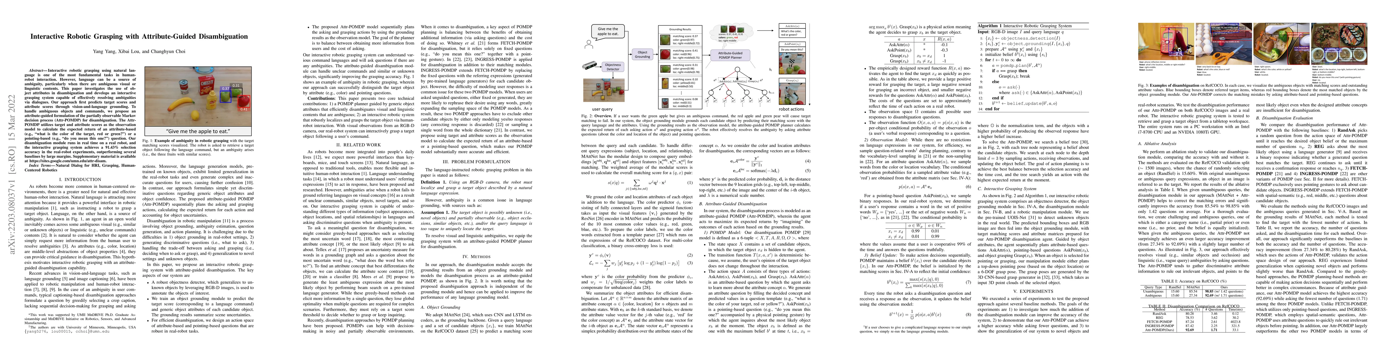Thumbnail for Interactive Robotic Grasping with Attribute-Guided Disambiguation