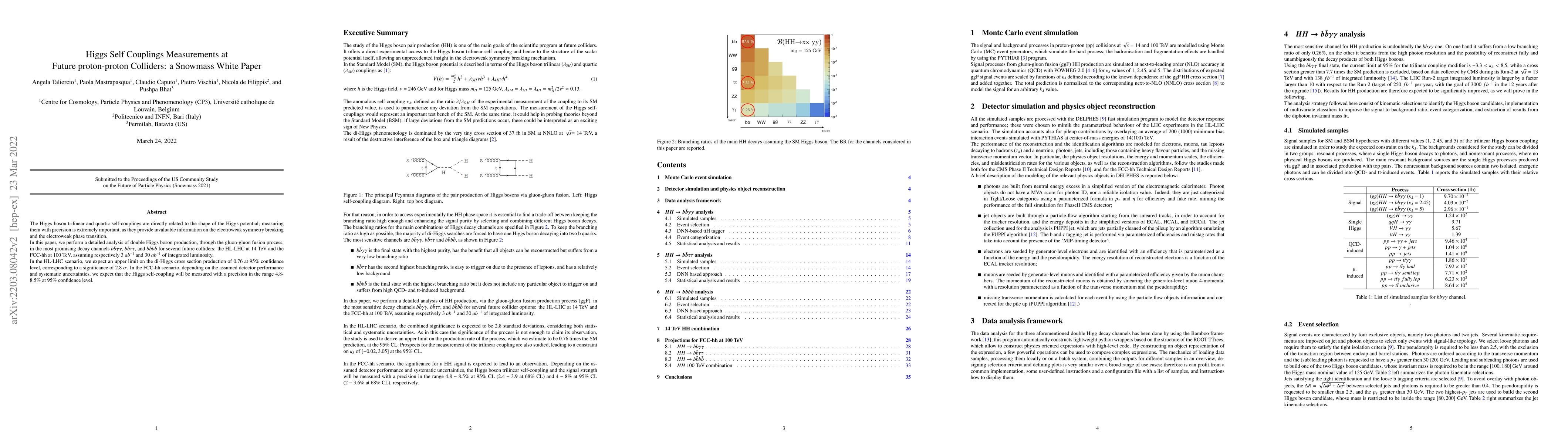 Thumbnail for Higgs Self Couplings Measurements at Future proton-proton Colliders: a
  Snowmass White Paper