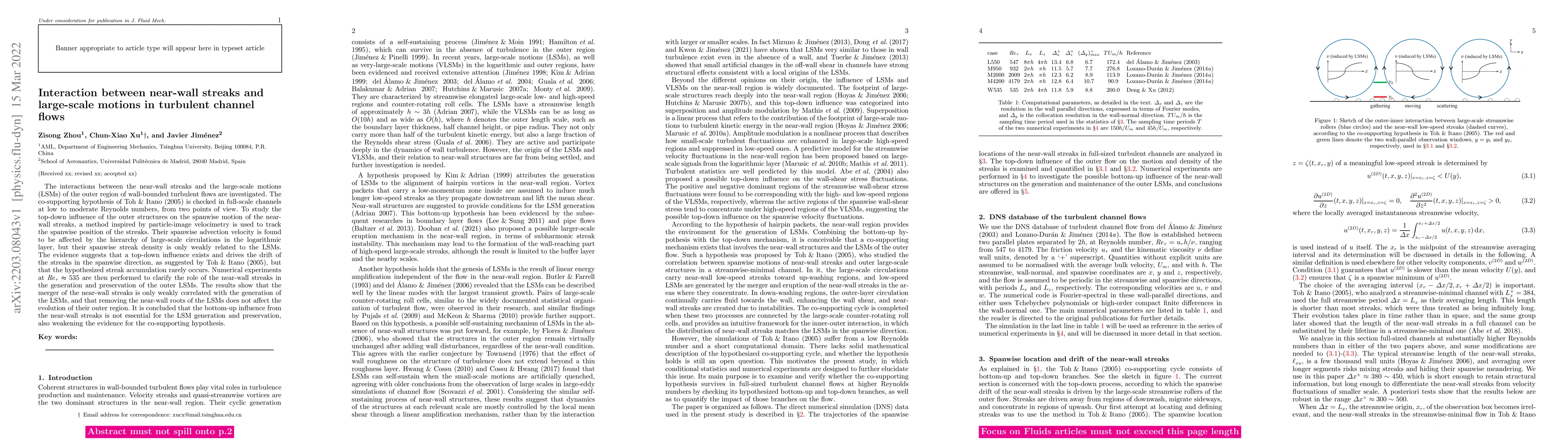 Thumbnail for Interaction between near-wall streaks and large-scale motions in
  turbulent channel flows