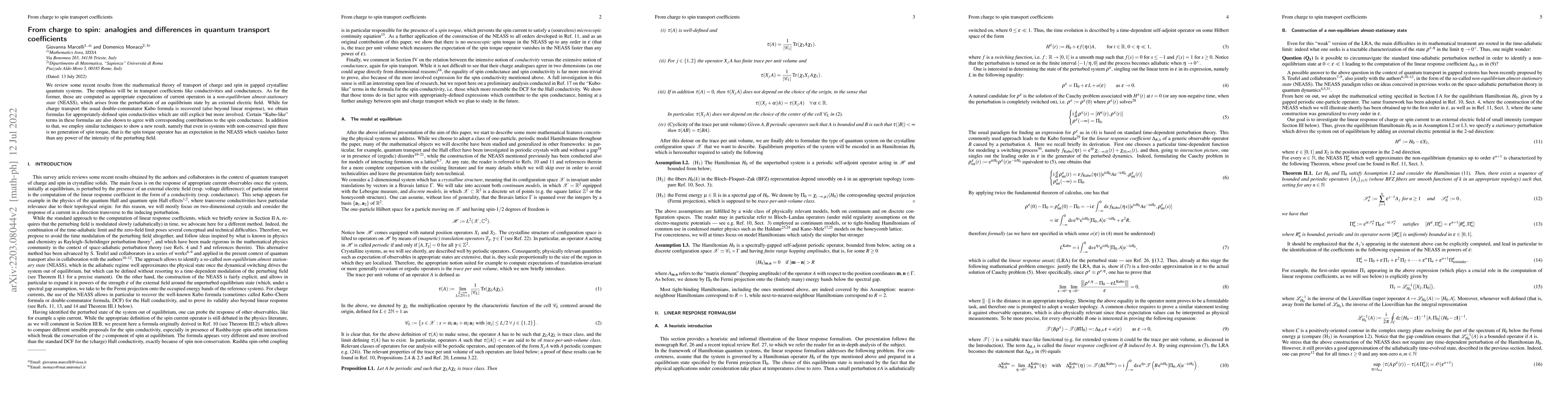 Thumbnail for From charge to spin: analogies and differences in quantum transport
  coefficients