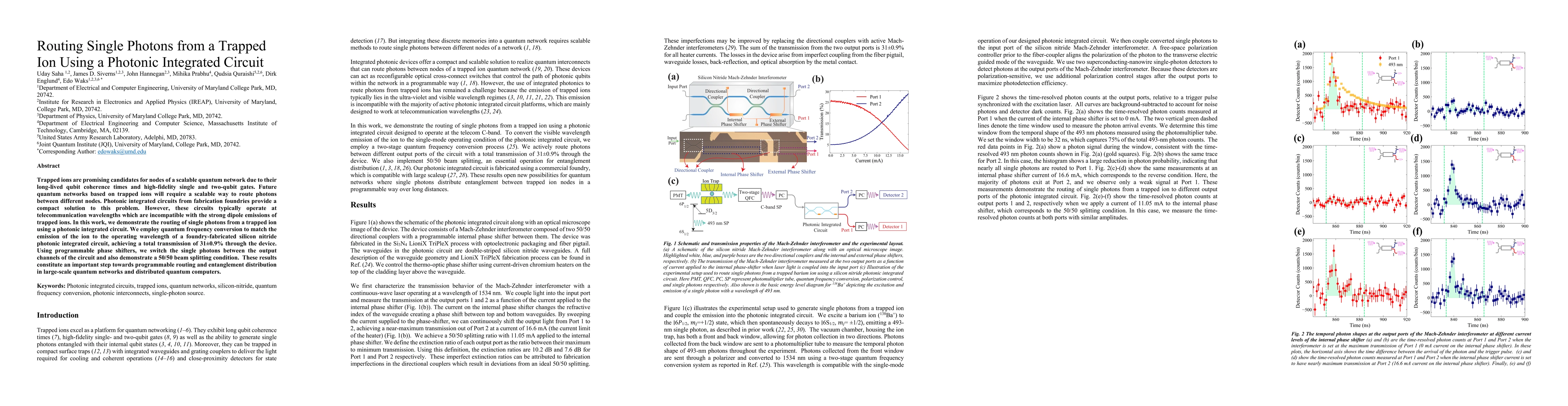 Thumbnail for Routing Single Photons from a Trapped Ion Using a Photonic Integrated
  Circuit
