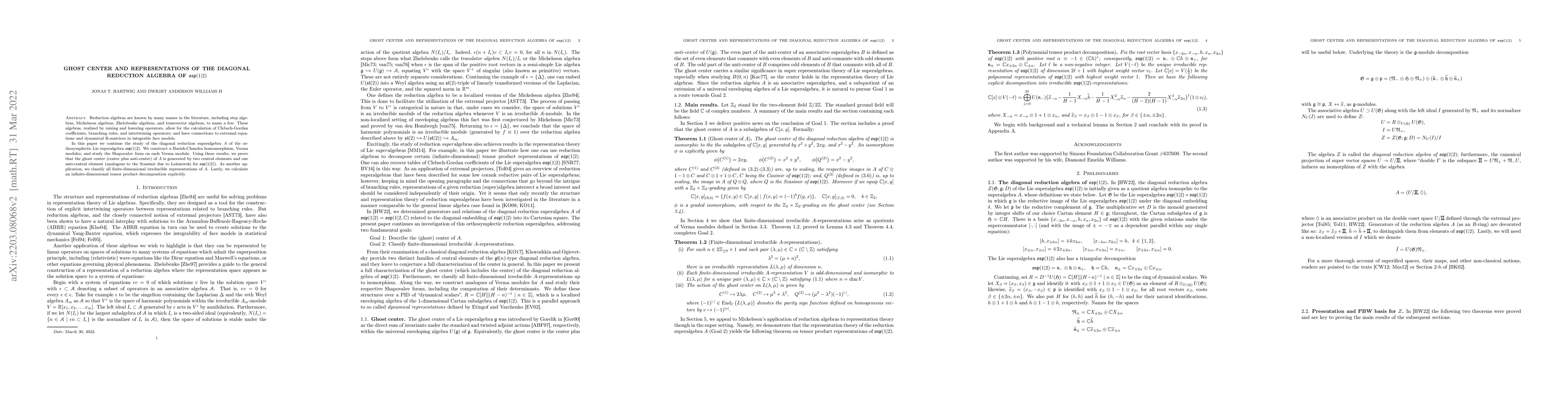 Thumbnail for Ghost center and representations of the diagonal reduction algebra of
  $\mathfrak{osp}(1|2)$