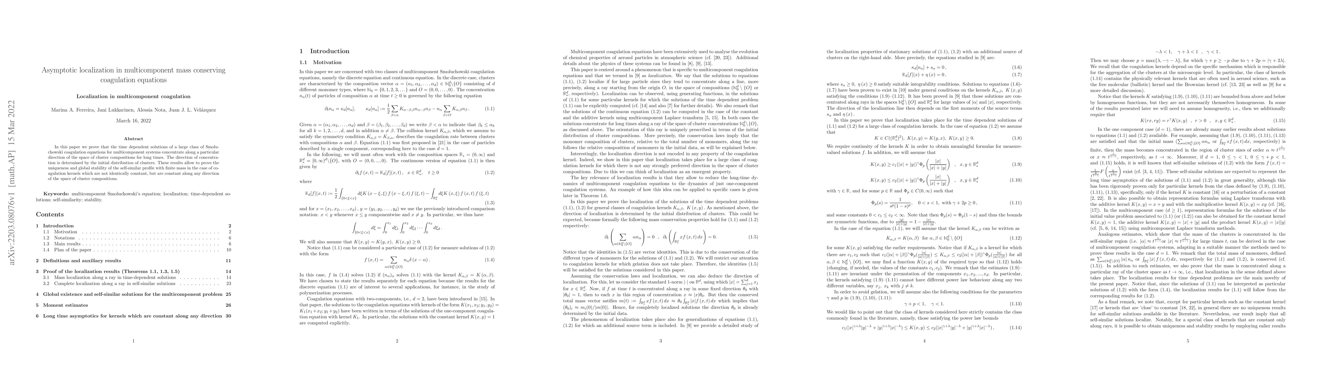 Thumbnail for Asymptotic localization in multicomponent mass conserving coagulation
  equations