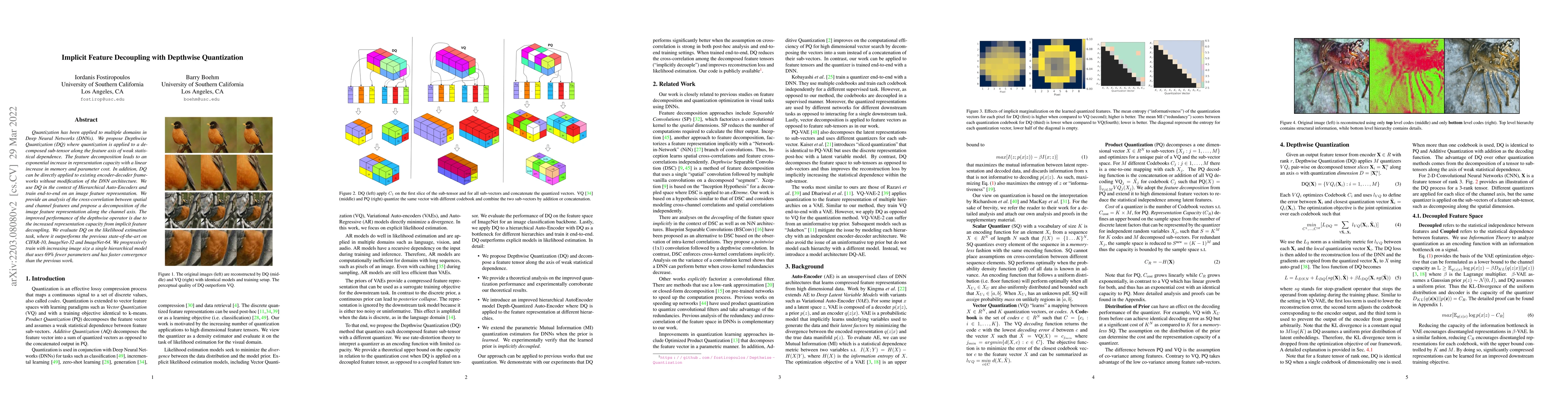 Thumbnail for Implicit Feature Decoupling with Depthwise Quantization