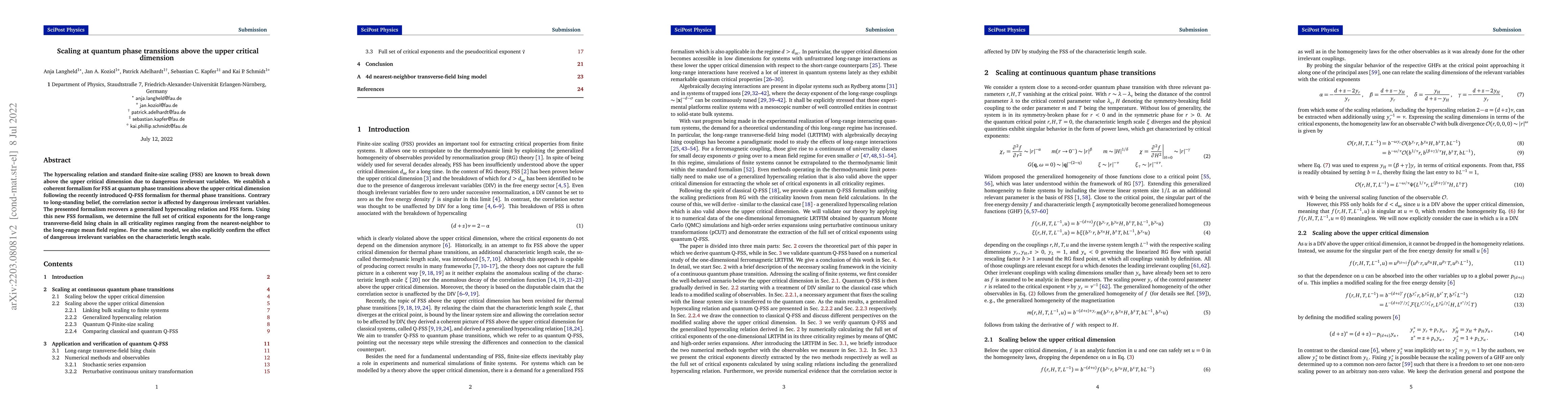 Thumbnail for Scaling at quantum phase transitions above the upper critical dimension