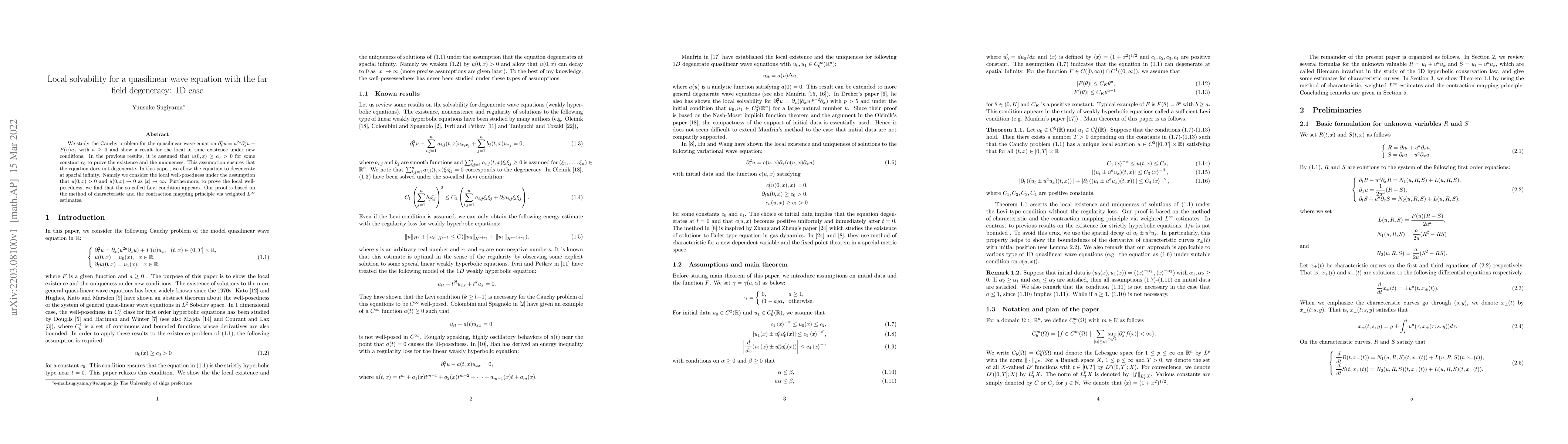 Thumbnail for Local solvability for a quasilinear wave equation with the far field
  degeneracy: 1D case