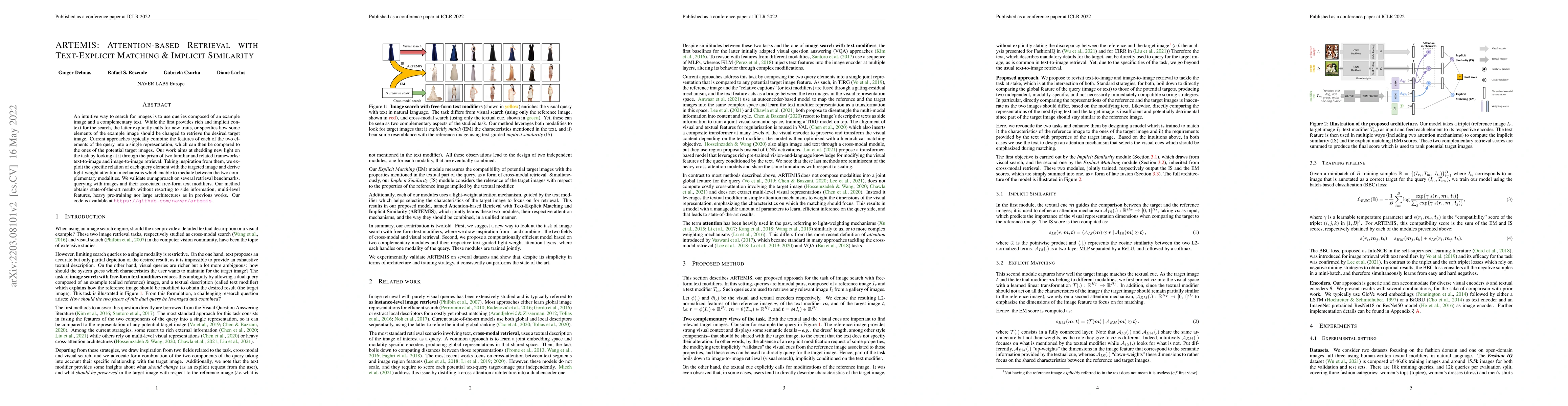 Thumbnail for ARTEMIS: Attention-based Retrieval with Text-Explicit Matching and
  Implicit Similarity