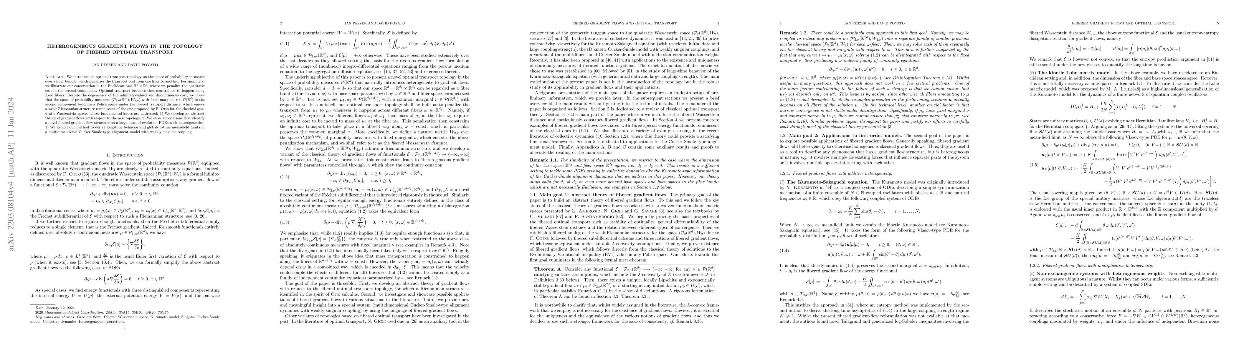 Thumbnail for Heterogeneous gradient flows in the topology of fibered optimal
  transport