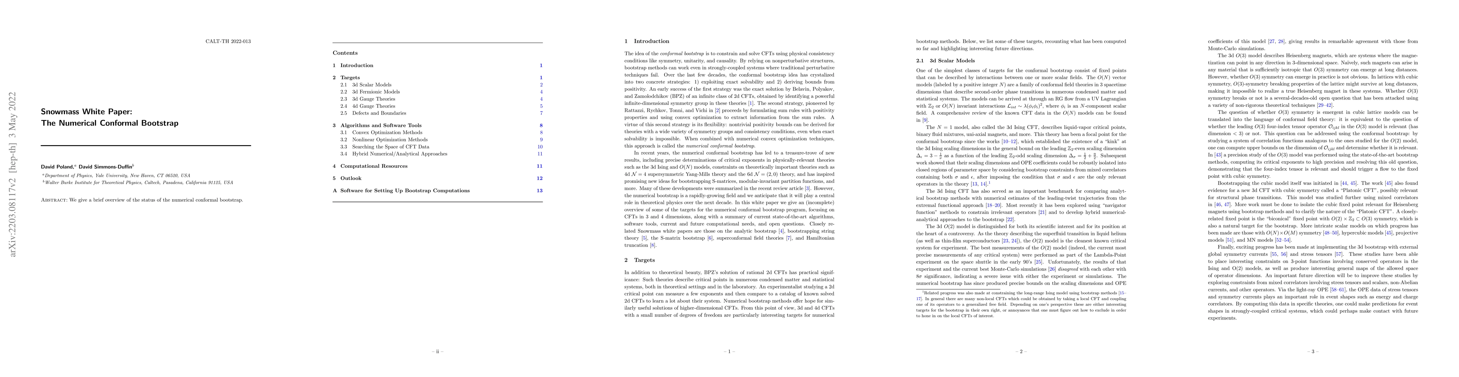 Thumbnail for Snowmass White Paper: The Numerical Conformal Bootstrap