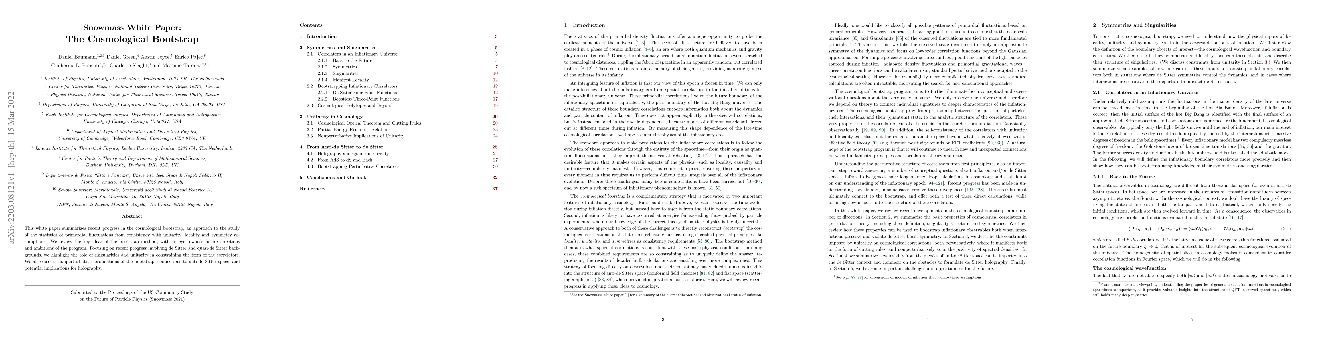 Thumbnail for Snowmass White Paper: The Cosmological Bootstrap