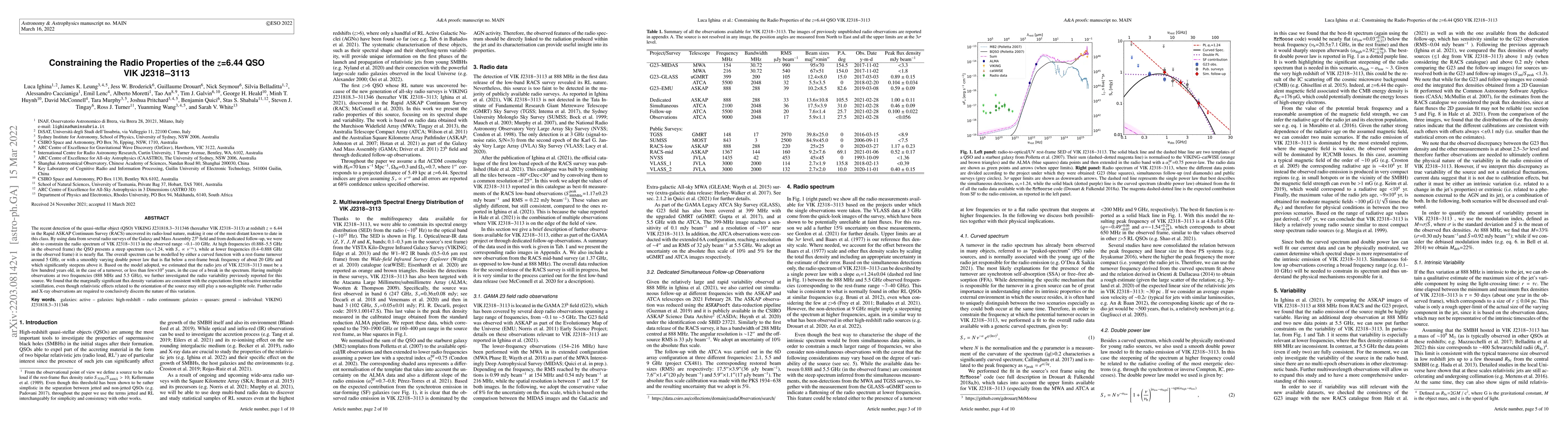 Thumbnail for Constraining the Radio Properties of the $z$=6.44 QSO VIK J2318$-$3113