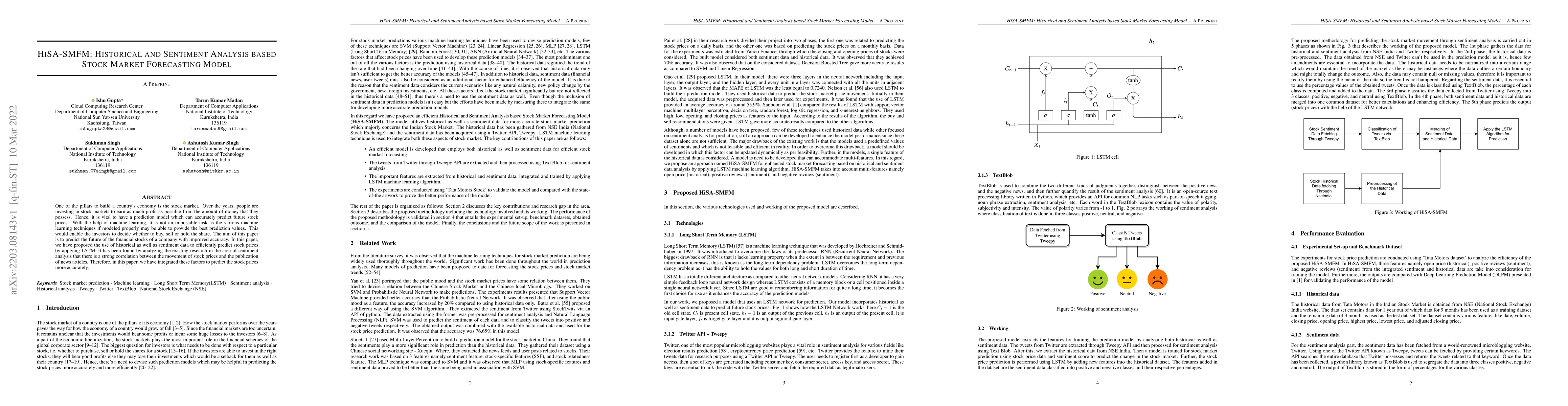 Thumbnail for HiSA-SMFM: Historical and Sentiment Analysis based Stock Market
  Forecasting Model