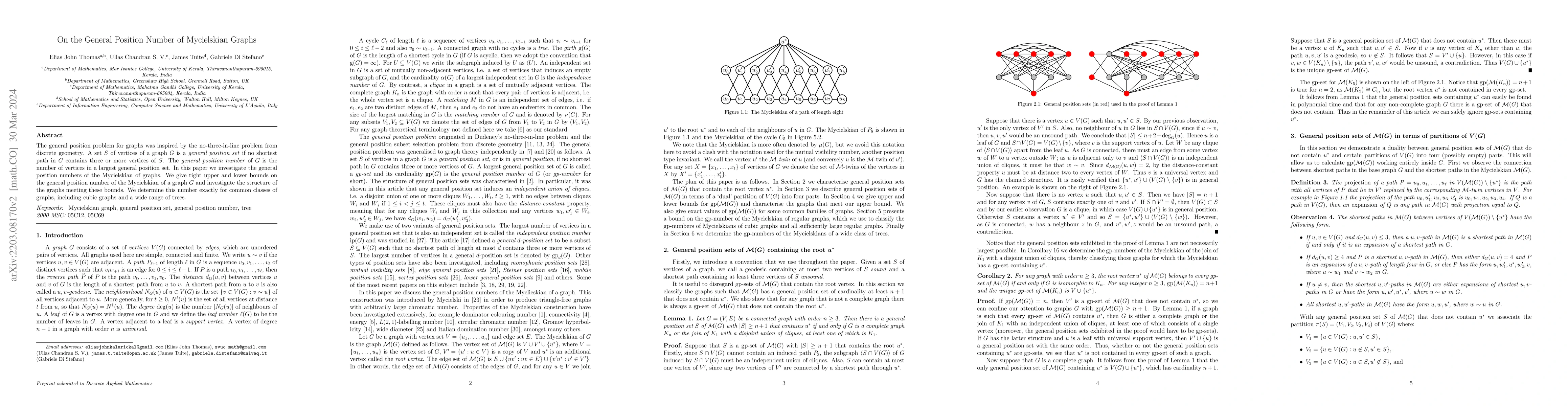 Thumbnail for On the General Position Number of Mycielskian Graphs