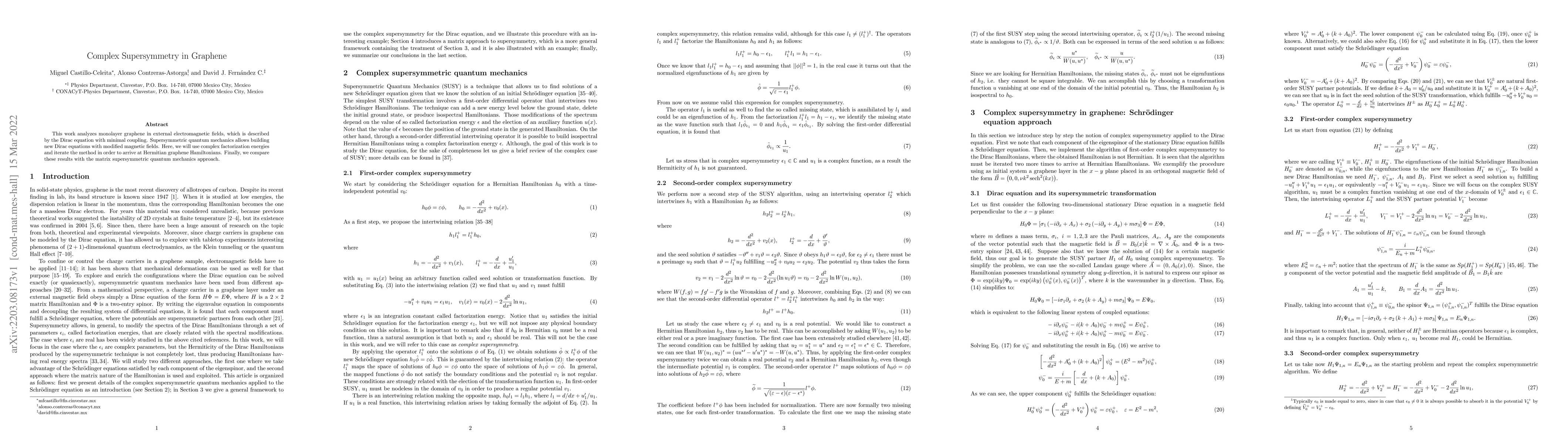Thumbnail for Complex Supersymmetry in Graphene