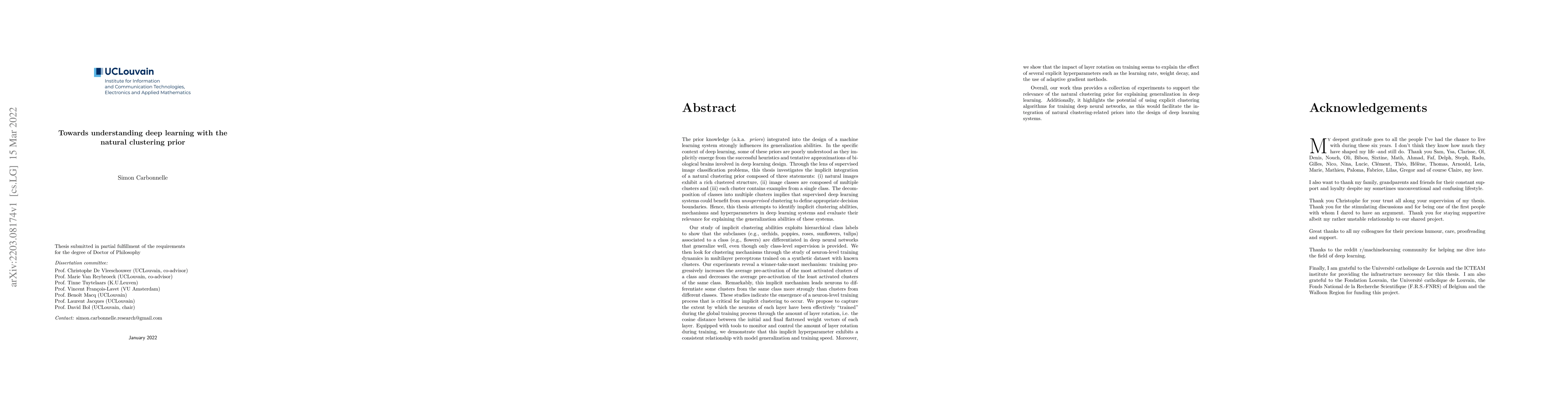 Thumbnail for Towards understanding deep learning with the natural clustering prior