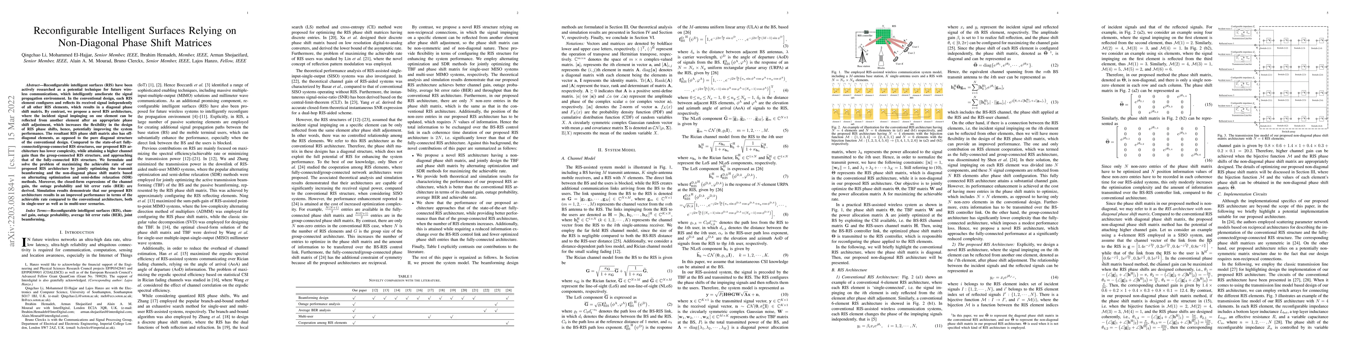 Thumbnail for Reconfigurable Intelligent Surfaces Relying on Non-Diagonal Phase Shift
  Matrices