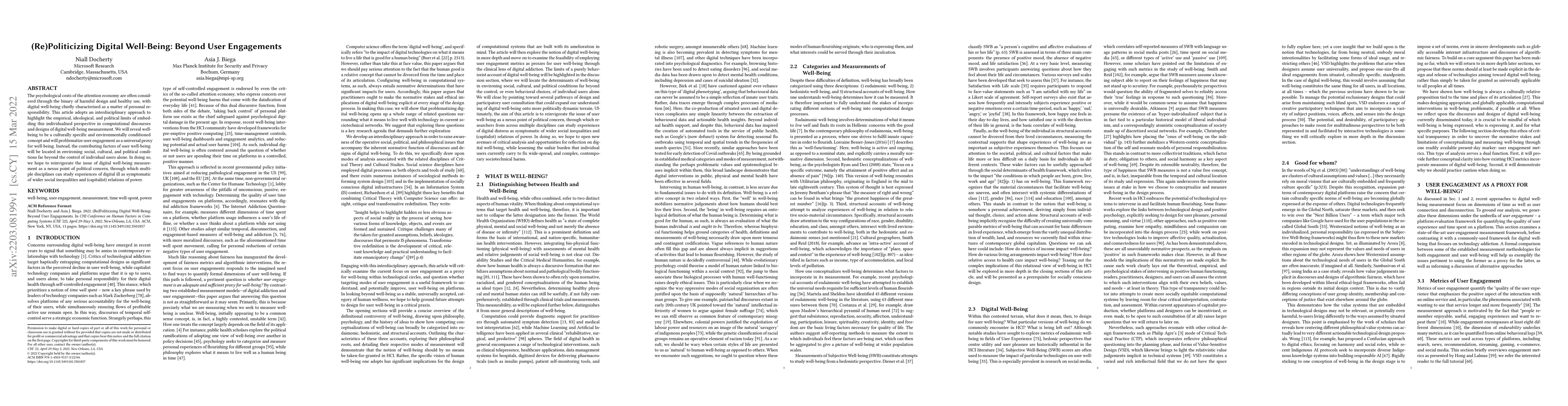 Thumbnail for (Re)Politicizing Digital Well-Being: Beyond User Engagements
