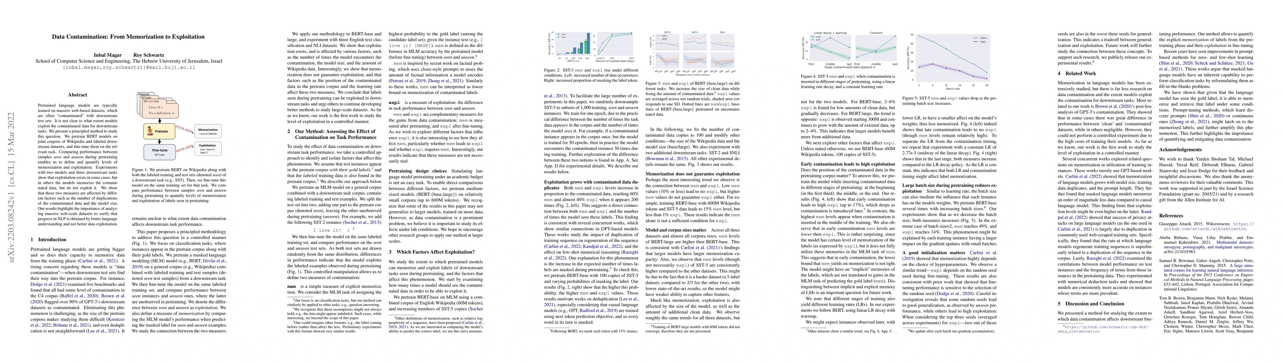 Thumbnail for Data Contamination: From Memorization to Exploitation
