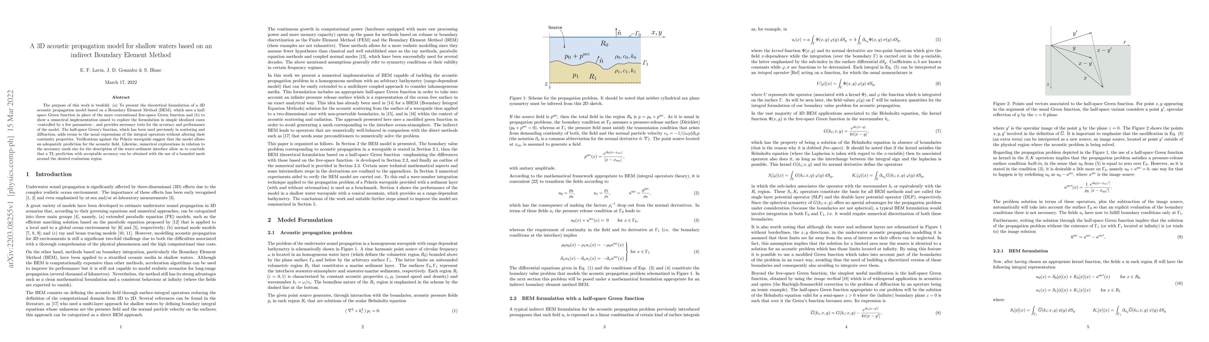 Thumbnail for A 3D acoustic propagation model for shallow waters based on an indirect
  Boundary Element Method