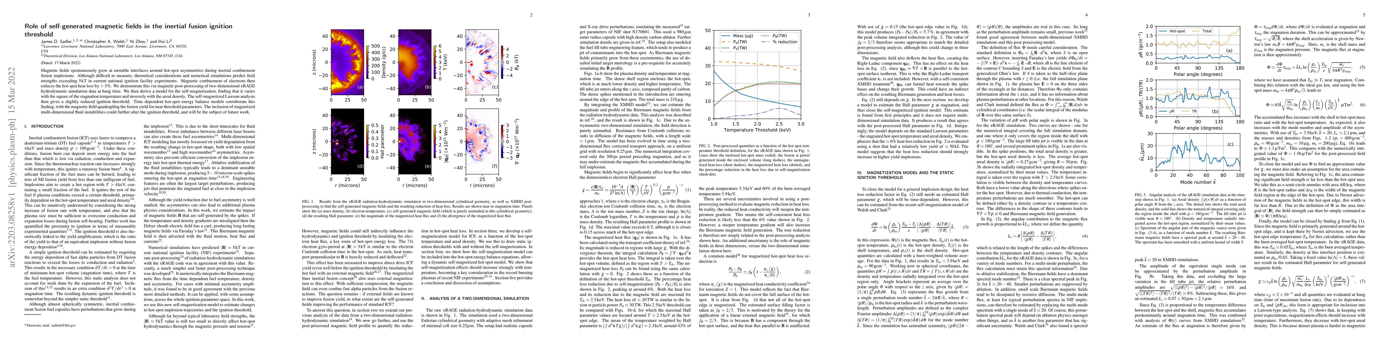 Thumbnail for Role of self-generated magnetic fields in the inertial fusion ignition
  threshold