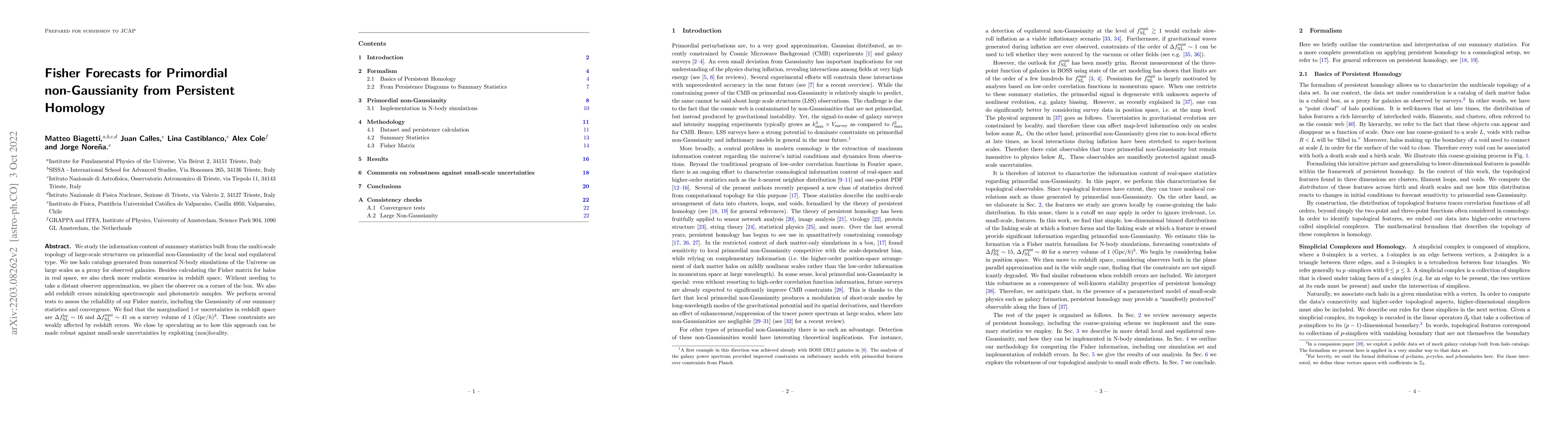 Thumbnail for Fisher Forecasts for Primordial non-Gaussianity from Persistent Homology