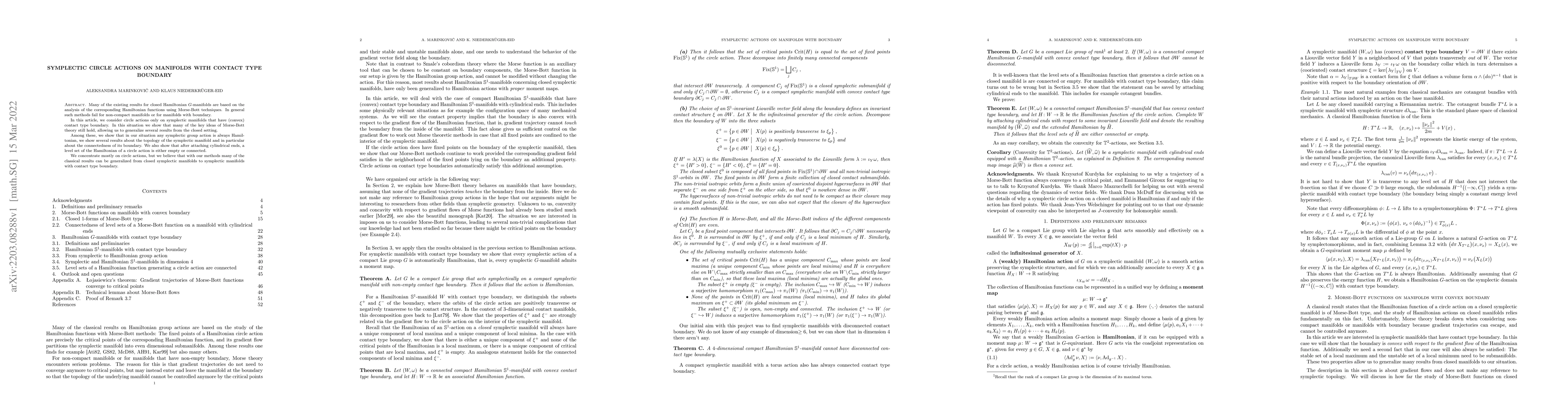 Thumbnail for Symplectic circle actions on manifolds with contact type boundary