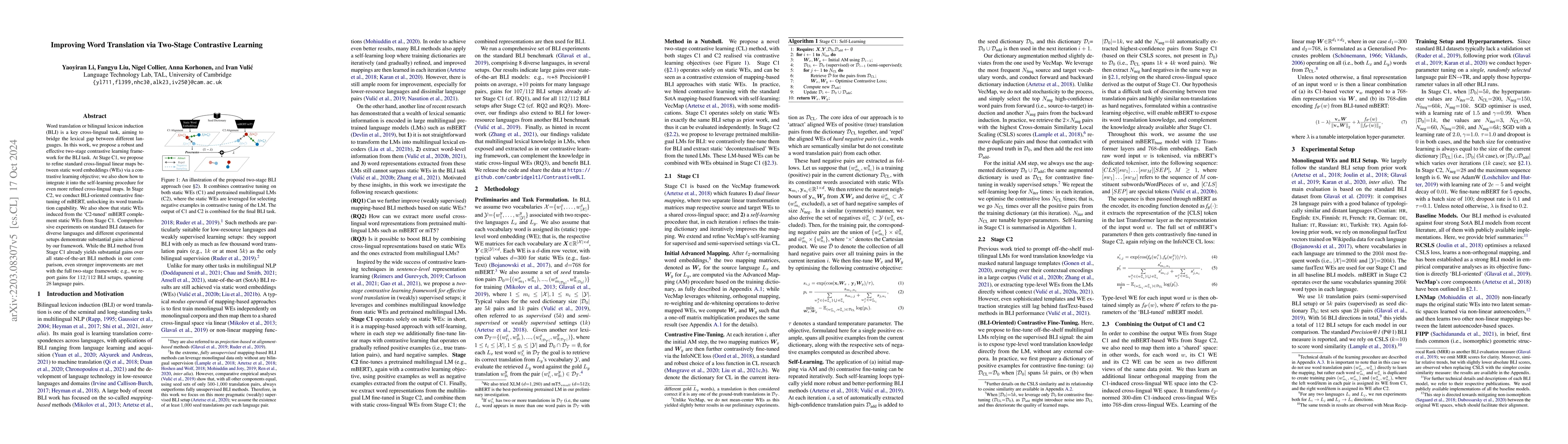 Thumbnail for Improving Word Translation via Two-Stage Contrastive Learning
