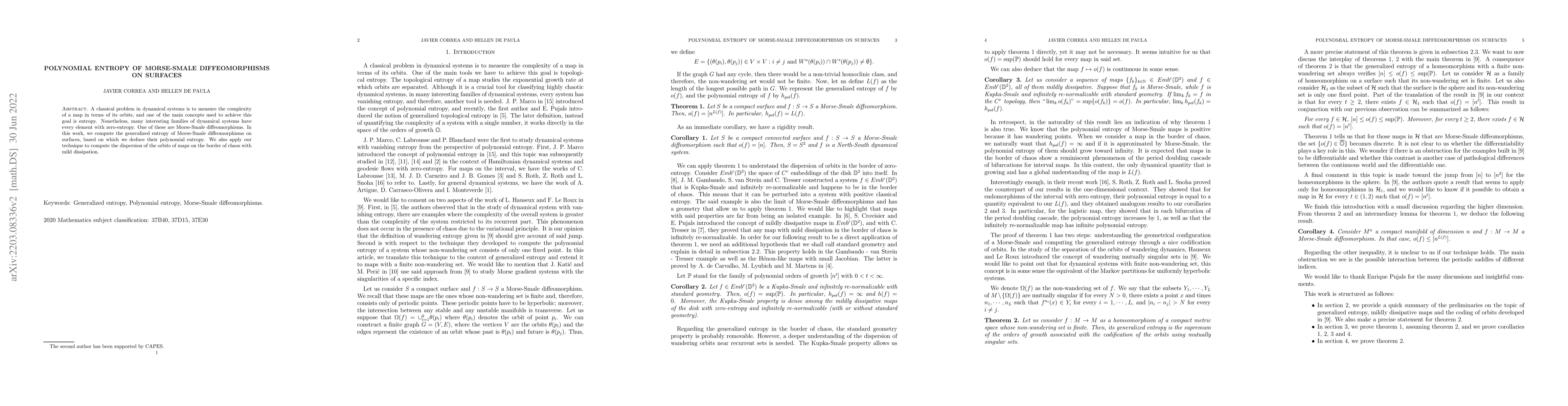 Thumbnail for Polynomial entropy of Morse-Smale diffeomorphisms on surfaces
