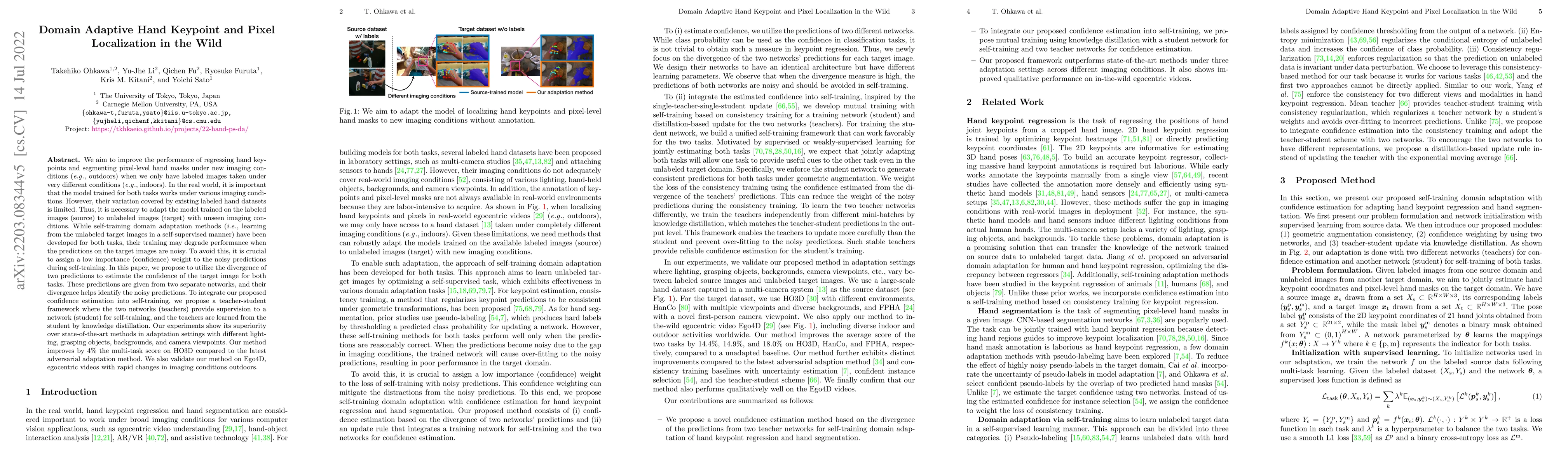 Thumbnail for Domain Adaptive Hand Keypoint and Pixel Localization in the Wild