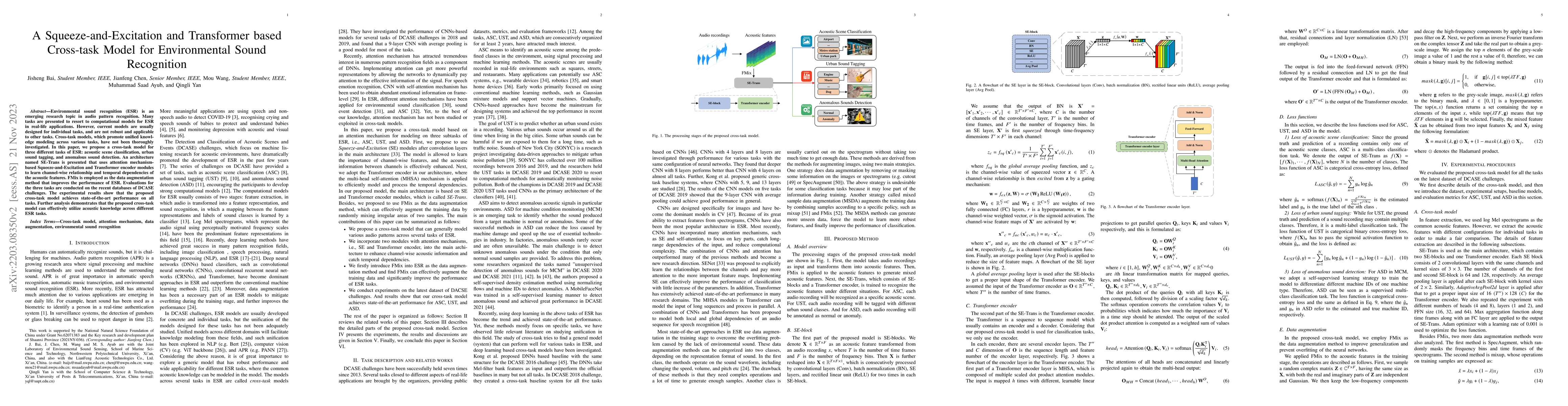 Thumbnail for A Squeeze-and-Excitation and Transformer based Cross-task System for
  Environmental Sound Recognition