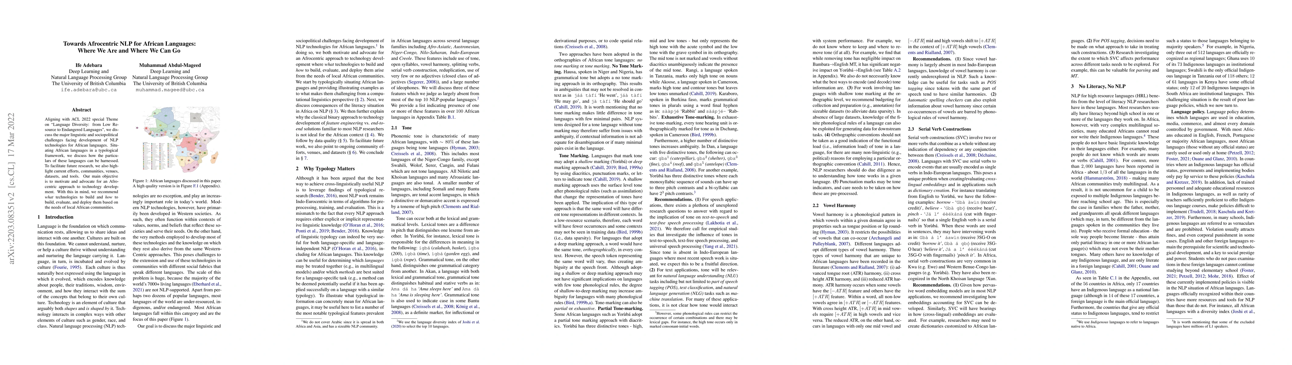 Thumbnail for Towards Afrocentric NLP for African Languages: Where We Are and Where We
  Can Go