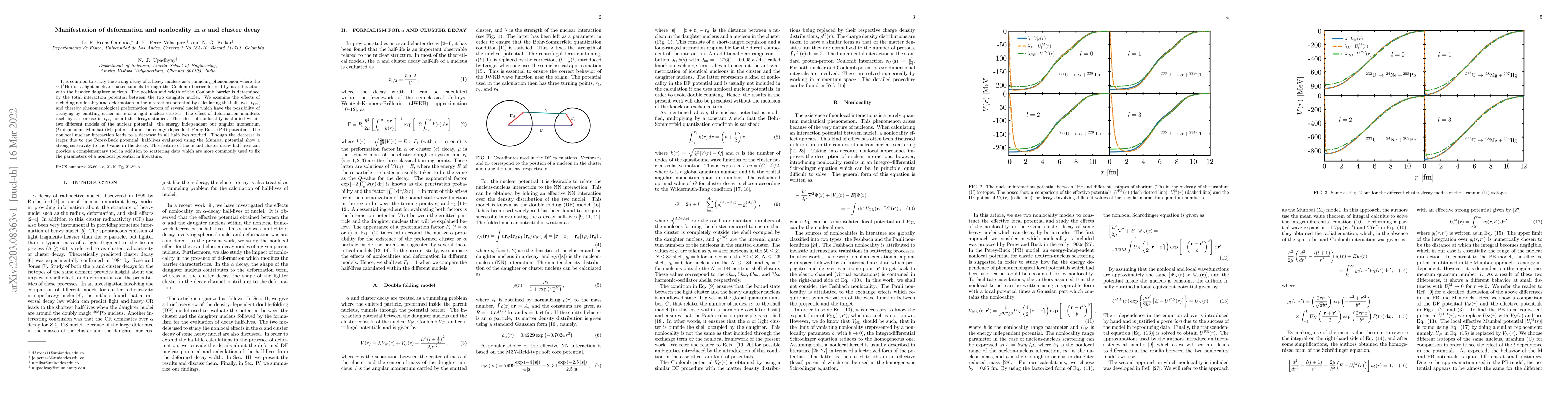 Thumbnail for Manifestation of deformation and nonlocality in $\alpha$ and cluster
  decay