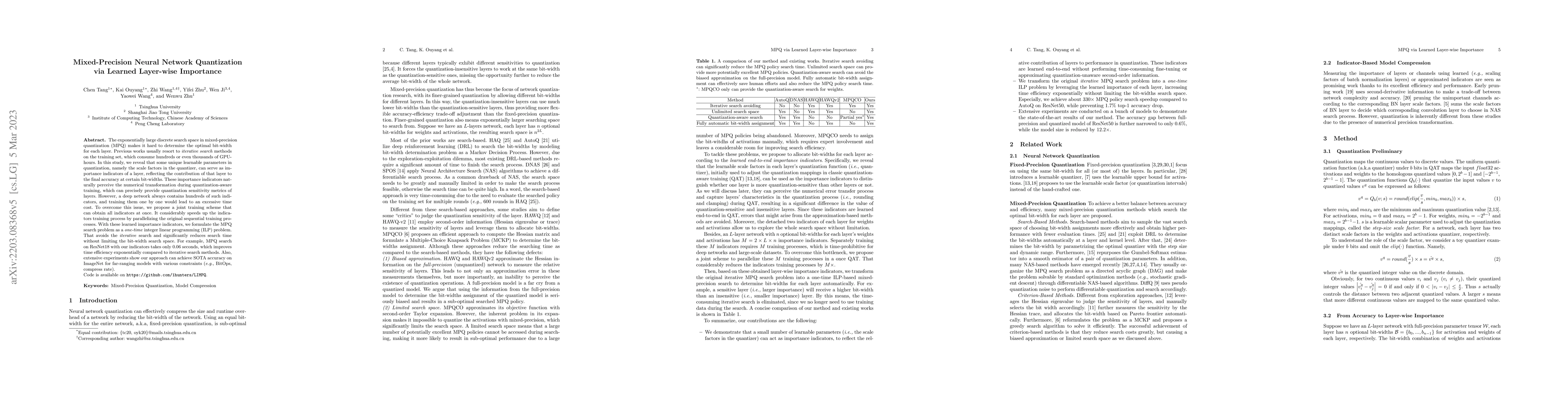 Thumbnail for Mixed-Precision Neural Network Quantization via Learned Layer-wise
  Importance