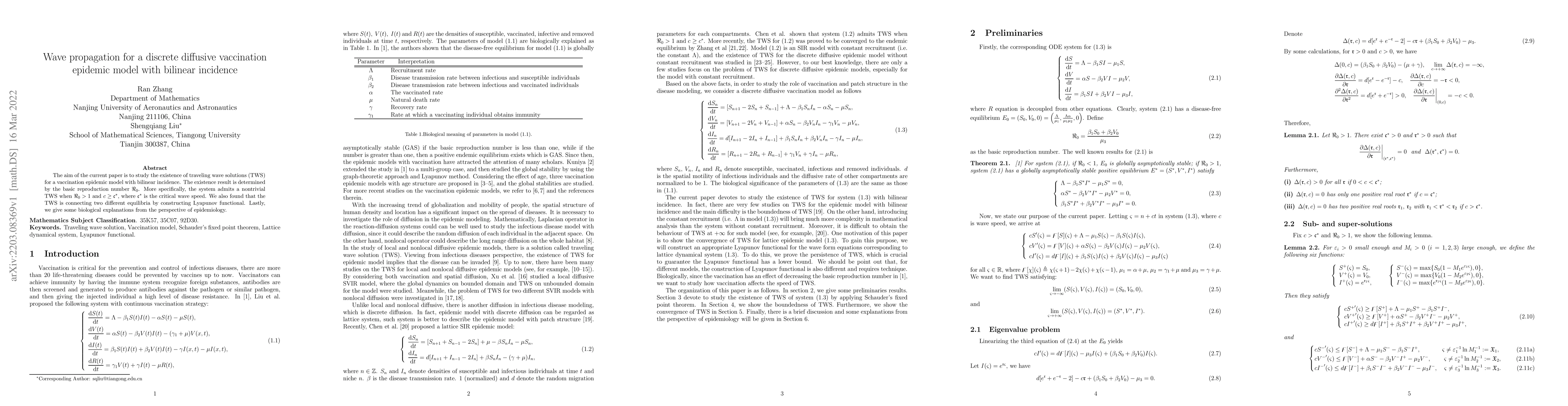 Thumbnail for Wave propagation for a discrete diffusive vaccination epidemic model
  with bilinear incidence